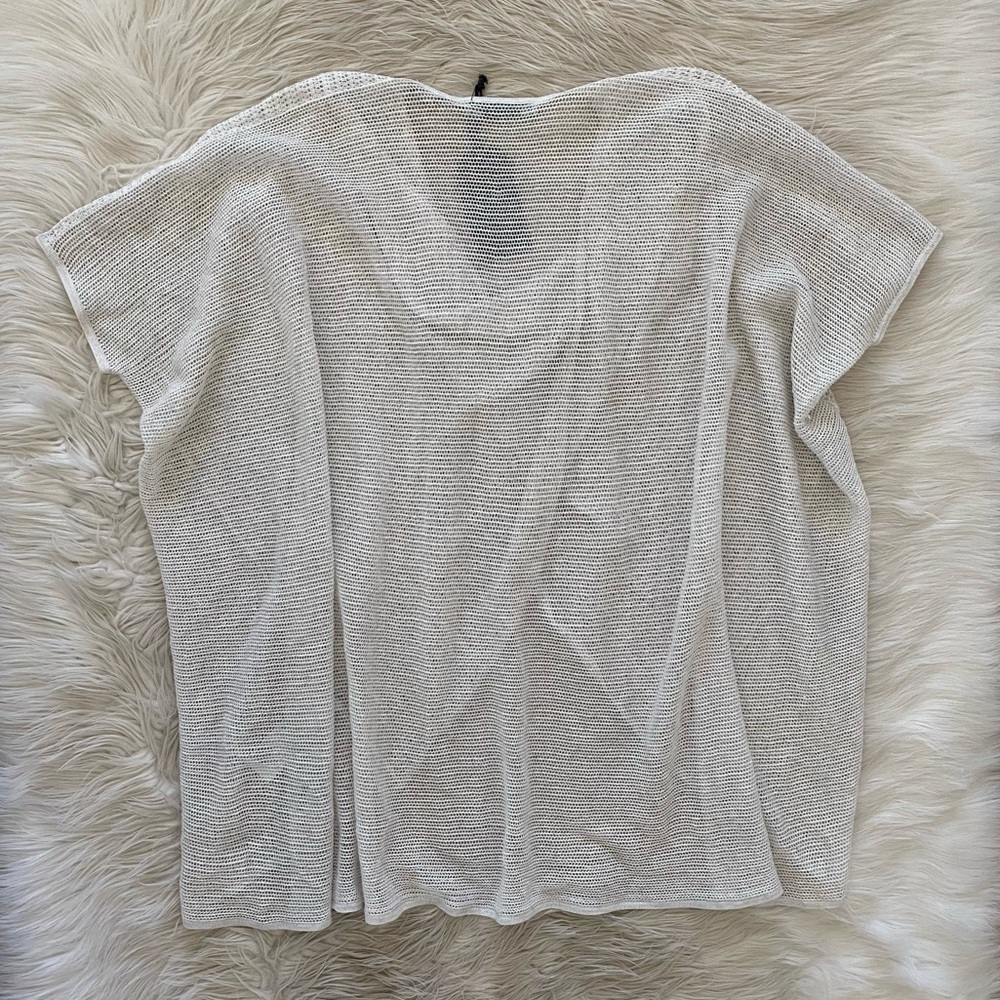 Allsaints White Lightweight Open Knit Itat Twist Tee Draped Layering Shirt Top - Picture 7 of 11